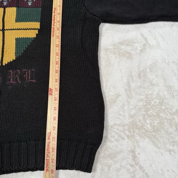 VTG POLO Ralph Lauren Heraldic Shield Sweater Men's Size Medium Cotton 90s - Picture 7 of 7